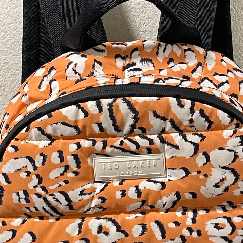 TED BAKER LONDON Laptop Backpack Leopard Orange Black White Size OS - Picture 3 of 15